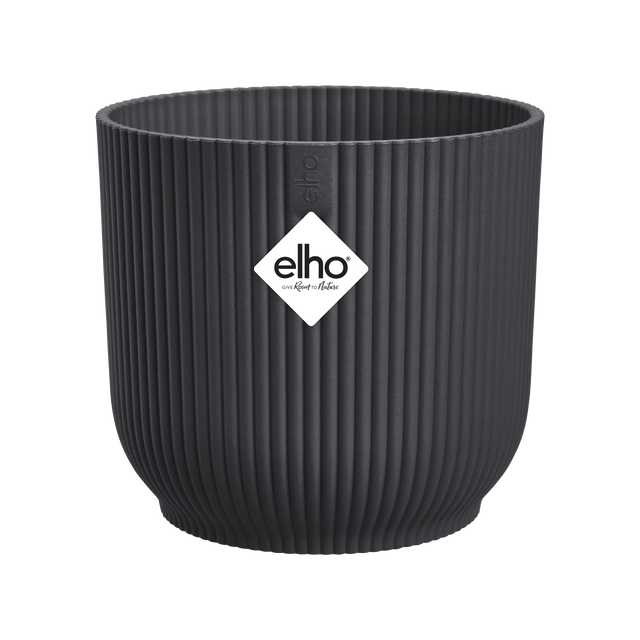Elho 22cm Vibes Fold Round Plant Pot - Anthracite - Old Railway Line Garden Centre