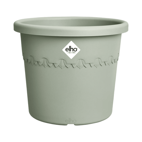 Elho 48cm Algarve Cylindro Plastic Pot - Thyme Green - Old Railway Line Garden Centre
