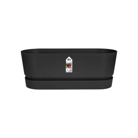 Elho 50cm Living Black Greenvillle Long Trough Planter - Old Railway Line Garden Centre