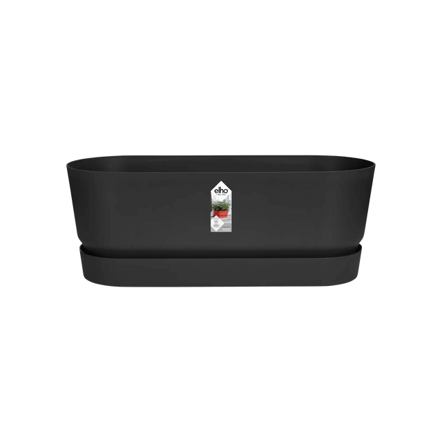 Elho 50cm Living Black Greenvillle Long Trough Planter - Old Railway Line Garden Centre