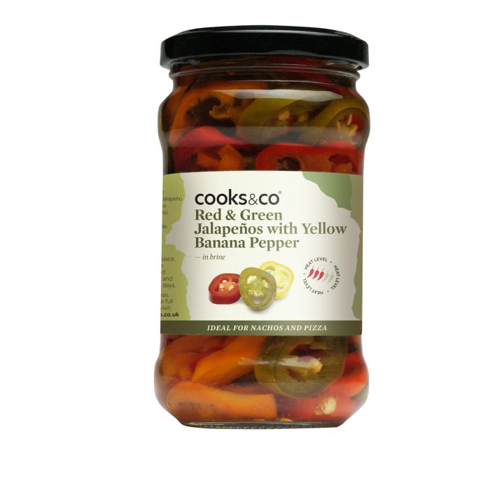Cooks & Co 290g Red, Green and Yellow Jalapenos
