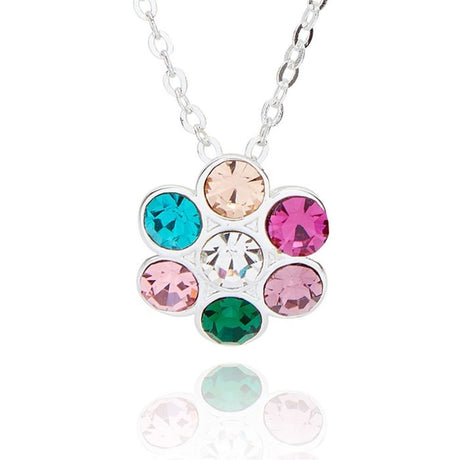 Equilibrium 1cm Glam Rox Elegant Flower Necklace - Silver - Old Railway Line Garden Centre