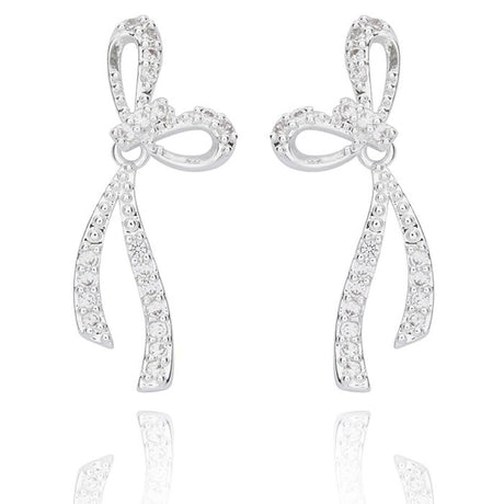 Equilibrium 2cm Eternal Glam Bow Stud Earrings - Silver - Old Railway Line Garden Centre