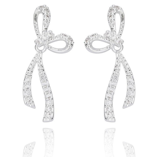 Equilibrium 2cm Eternal Glam Bow Stud Earrings - Silver - Old Railway Line Garden Centre
