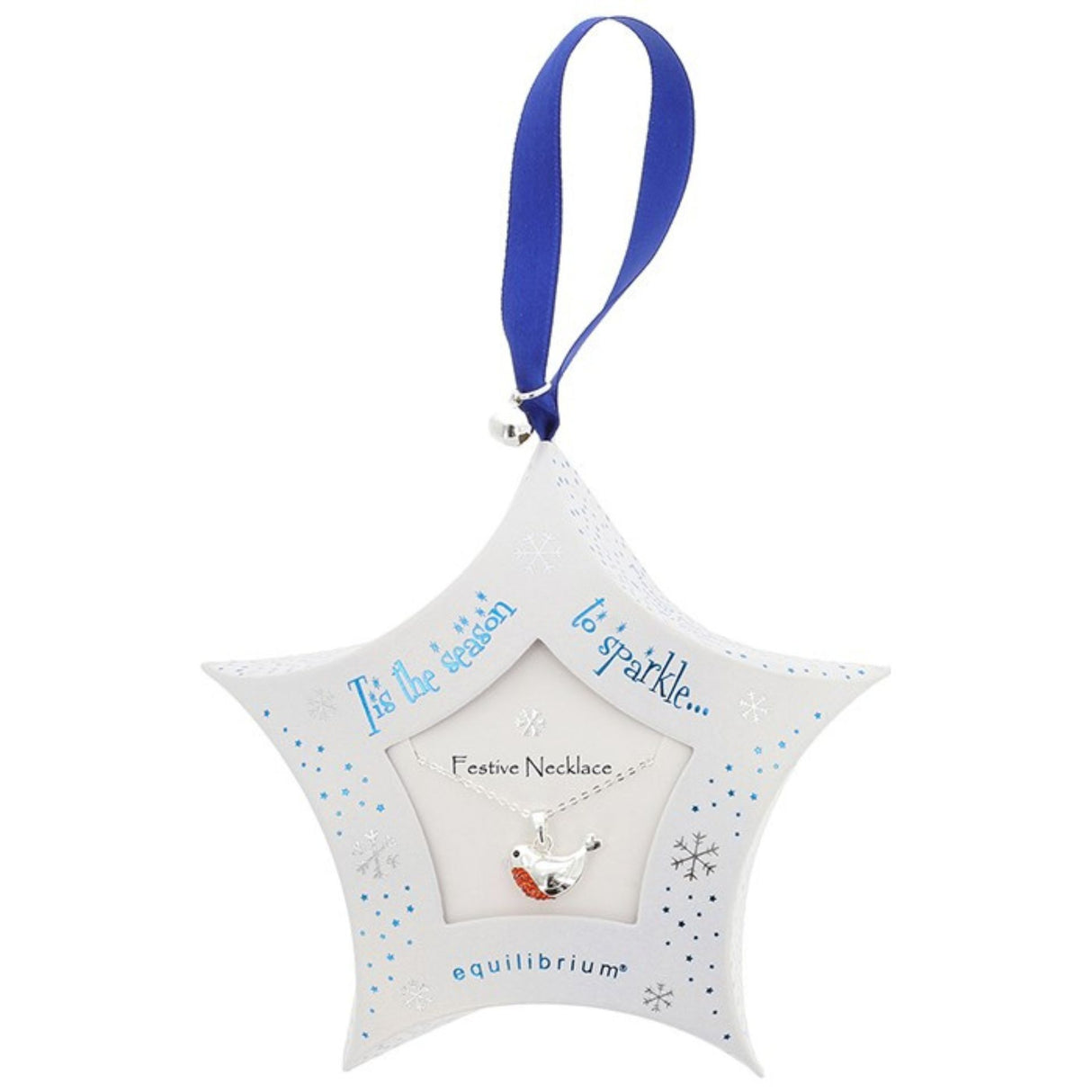 Equilibrium 2cm Festive Sparkle Silver Plated Robin Necklace