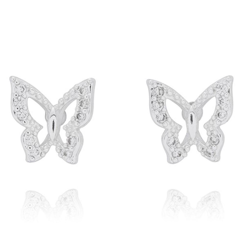 Equilibrium 3 Pairs Silver Plated Earrings Butterfly Flower Star
