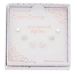 Equilibrium 3 Pairs Silver Plated Earrings Butterfly Flower Star