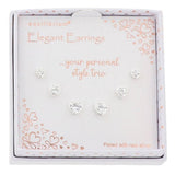 Equilibrium 3 Pairs Silver Plated Earrings Pretty Hearts