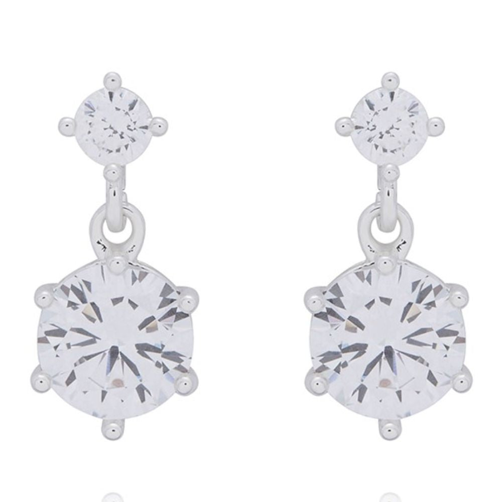 Equilibrium 3 Pairs Silver Plated Earrings Round Soliatire