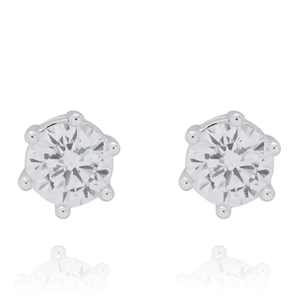 Equilibrium 3 Pairs Silver Plated Earrings Round Soliatire