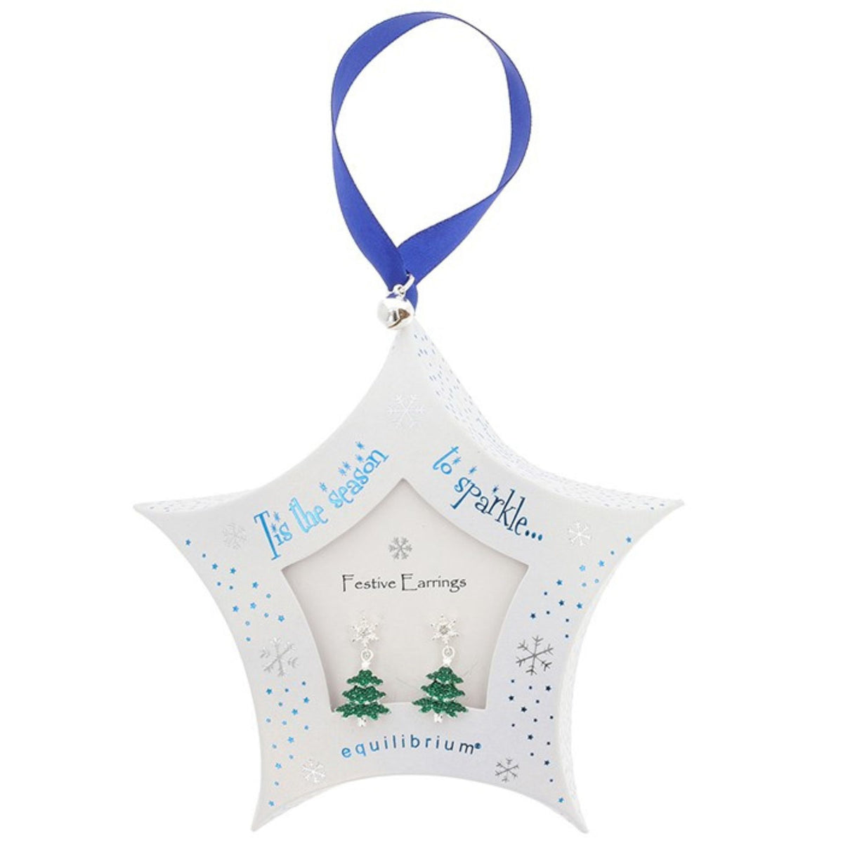 Equilibrium 3cm Festive Sparkle Silver Plated Tree Earrings