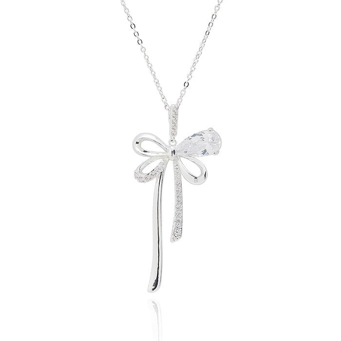 Equilibrium 4cm Eternal Bow Necklace - Silver - Old Railway Line Garden Centre