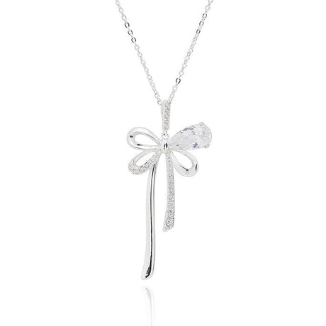 Equilibrium 4cm Eternal Bow Necklace - Silver - Old Railway Line Garden Centre