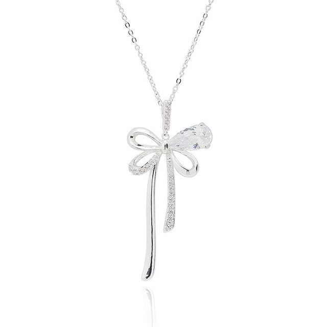 Equilibrium 4cm Eternal Bow Necklace - Silver - Old Railway Line Garden Centre