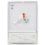 Equilibrium 5cm Robins Appear Flower Brooch - Silver - Old Railway Line Garden Centre