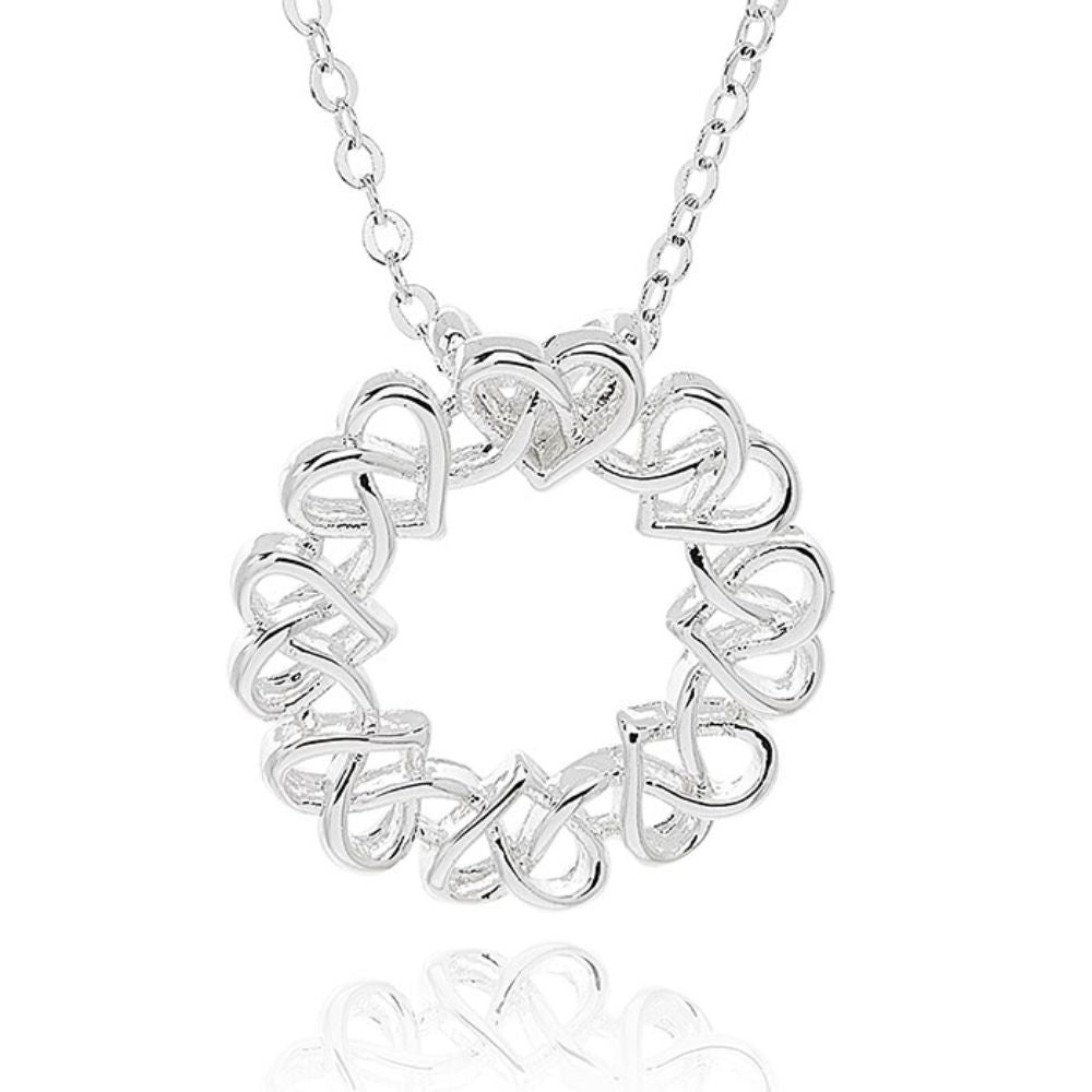 Equilibrium 1.5cm Celtic Circle of Hearts Necklace - Silver