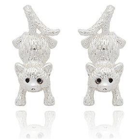 Equilibrium Comical Cat Silver Plated Earrings - Old Railway Line Garden Centre