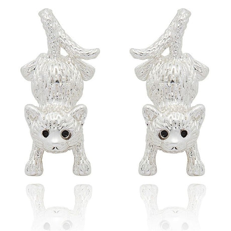 Equilibrium Comical Cat Silver Plated Earrings - Old Railway Line Garden Centre