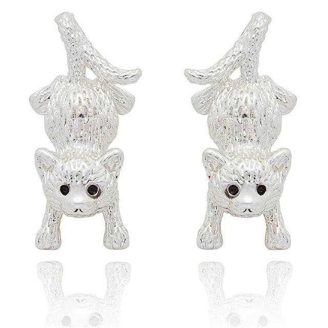 Equilibrium Comical Cat Silver Plated Earrings - Old Railway Line Garden Centre