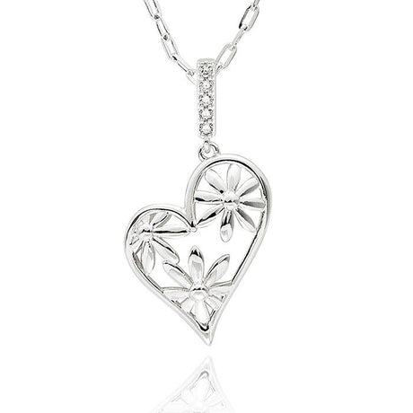 Equilibrium Daisy Chain Daisy Heart Silver Plated Necklace - Old Railway Line Garden Centre