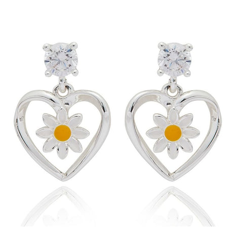 Equilibrium Daisy Chain Heart Silver Plated Earrings - Old Railway Line Garden Centre