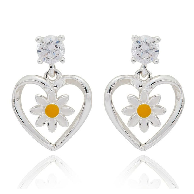 Equilibrium Daisy Chain Heart Silver Plated Earrings - Old Railway Line Garden Centre