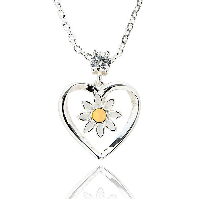 Equilibrium Daisy Chain Heart Silver Plated Necklace