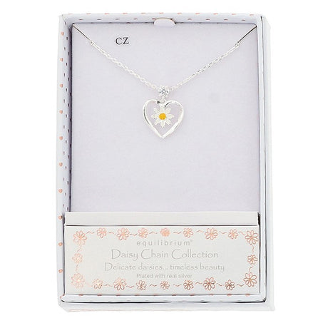Equilibrium Daisy Chain Heart Silver Plated Necklace