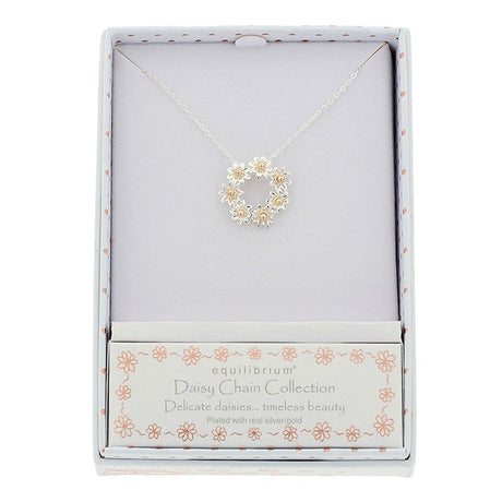 Equilibrium Daisy Chain Two Tone Daisy Circle Necklace
