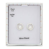 Equilibrium Elegant Freshwater Pearl Circle Silver Plated Earrings