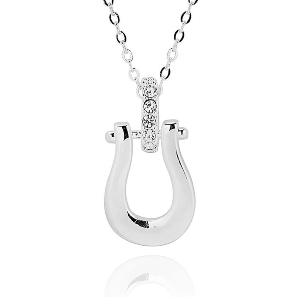 Equilibrium Equestrian Ornate Horseshoe Silver Plated Necklace