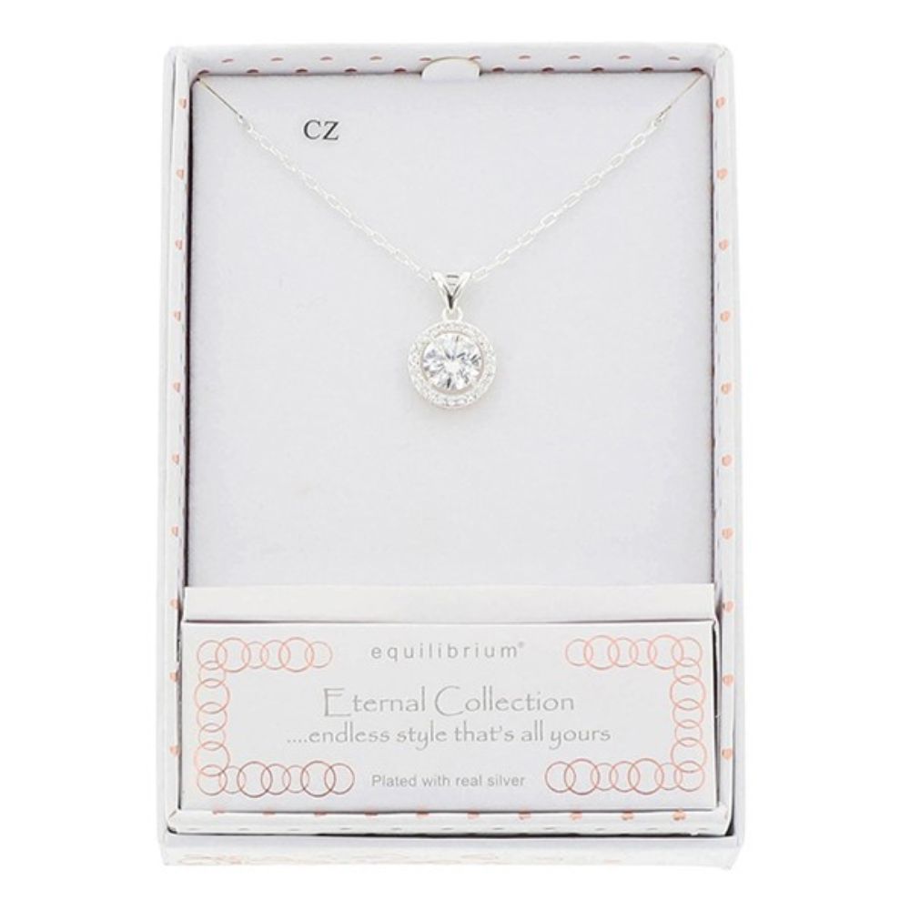 Equilibrium Eternal Solitaire Silver Plated Necklace