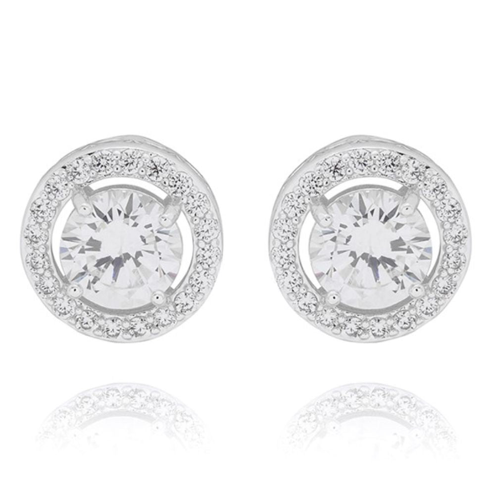 Equilibrium Eternal Solitaire Silver Plated Studs