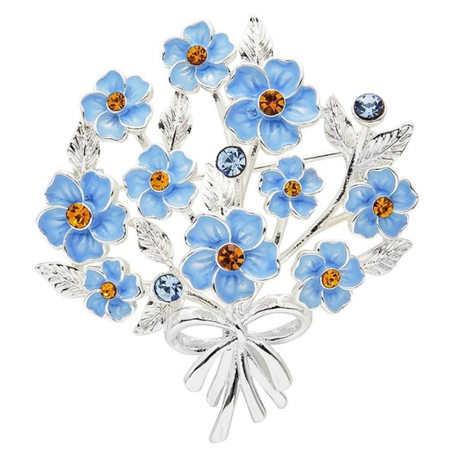Equilibrium Forget Me Not Bouquet Silver Plated Brooch - Old Railway Line Garden Centre