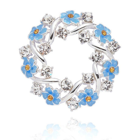 Equilibrium Forget Me Not Silver Plated Circle Brooch