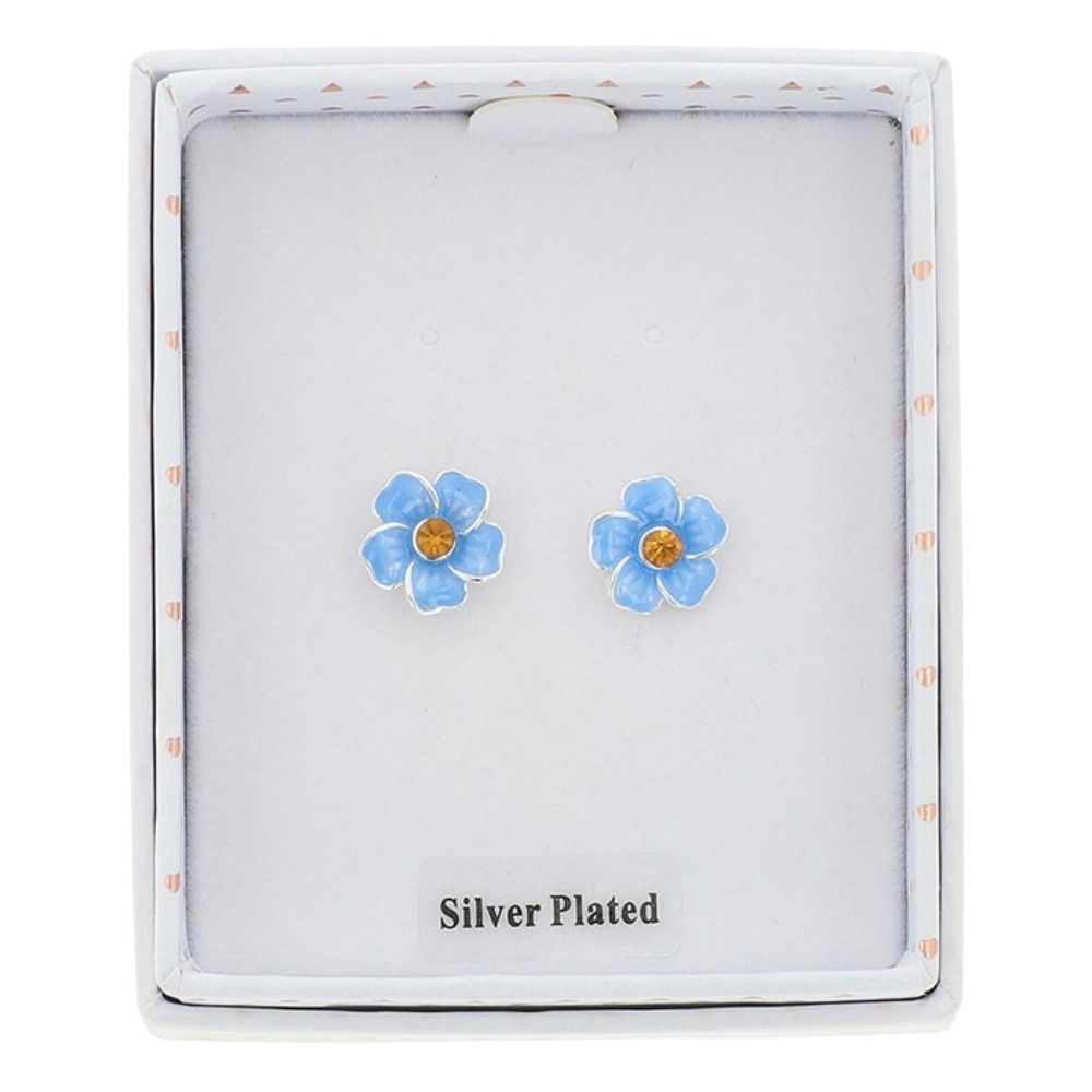 Equilibrium Forget Me Not Silver Plated Dainty Earrings