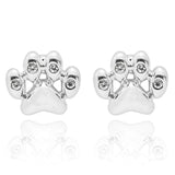 Equilibrium Furry Companions Silver Plated Paw Print Earrings