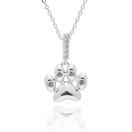 Equilibrium Furry Companions Silver Plated Paw Print Necklace
