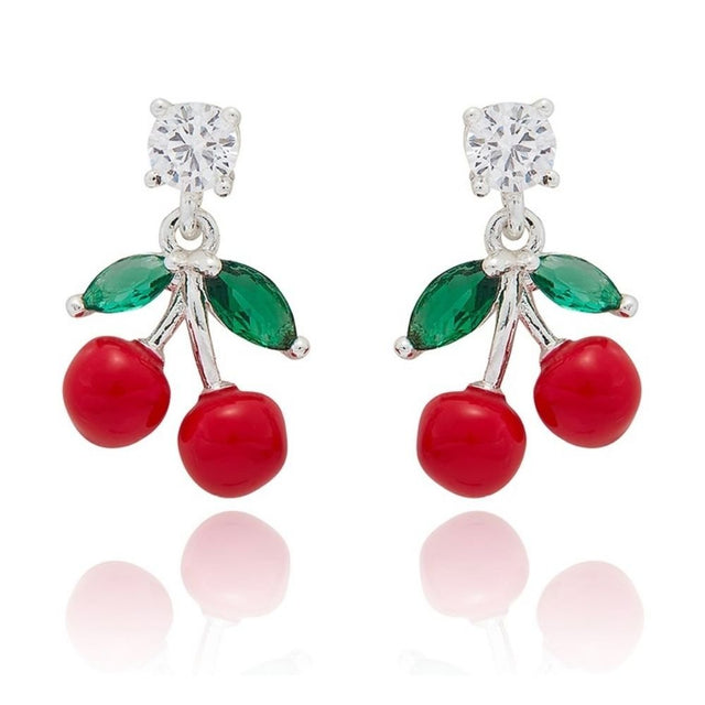 Equilibrium Juicy Gems Cherries Silver Plated Earrings - Old Railway Line Garden Centre