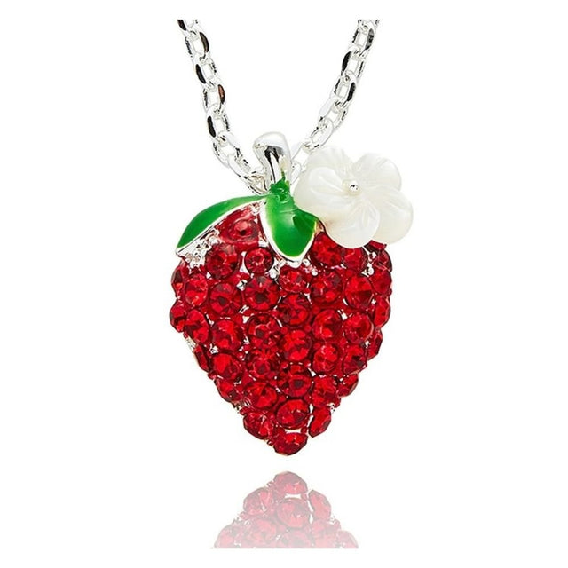 Equilibrium Juicy Gems Glam Strawberry Silver Plated Necklace - Old Railway Line Garden Centre