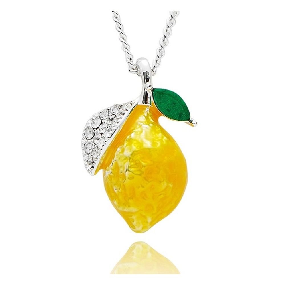 Equilibrium Juicy Gems Lemon Sparkle Silver Plated Necklace - Old Railway Line Garden Centre