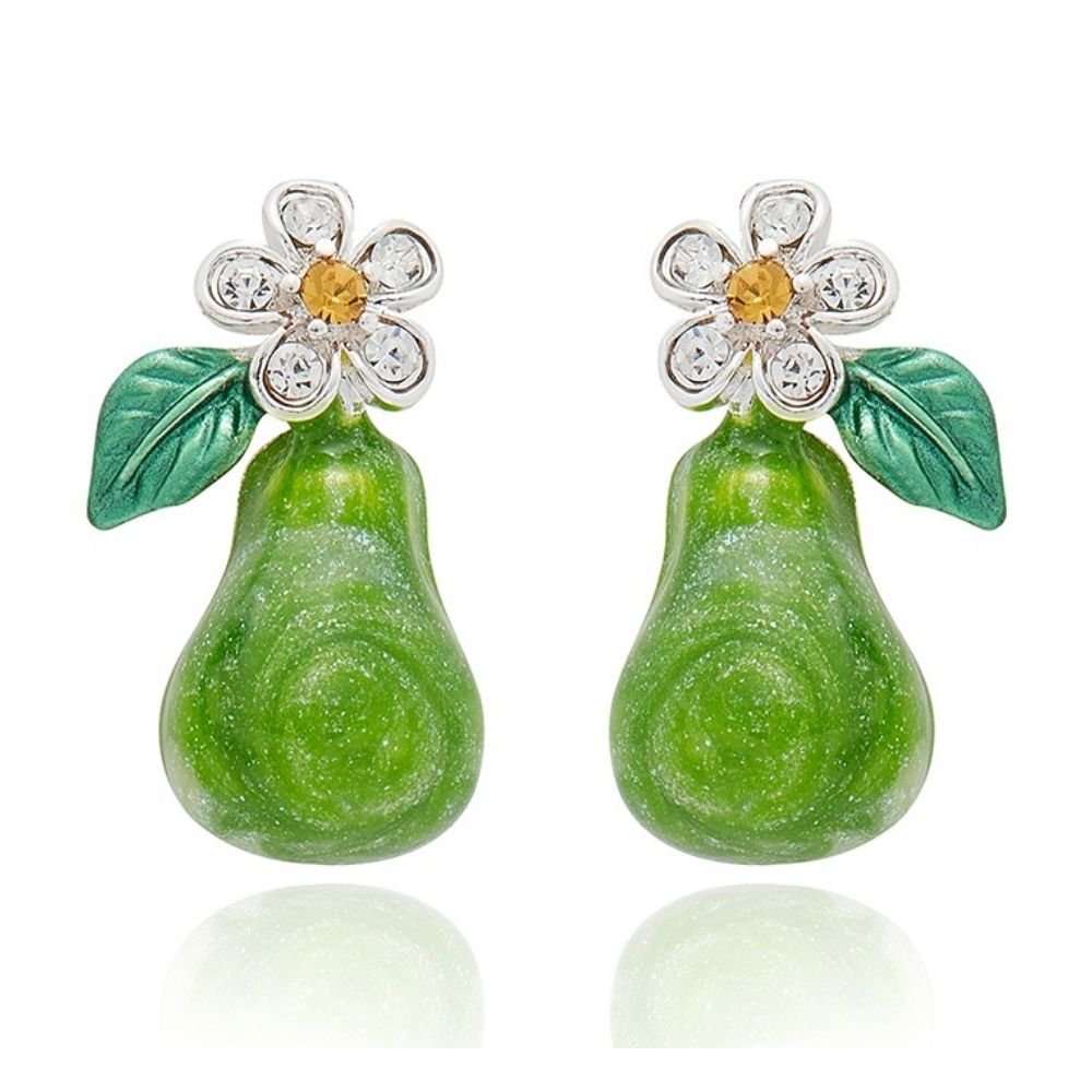 Equilibrium Juicy Gems Sparkle Pear Silver Plated Earrings - Old Railway Line Garden Centre