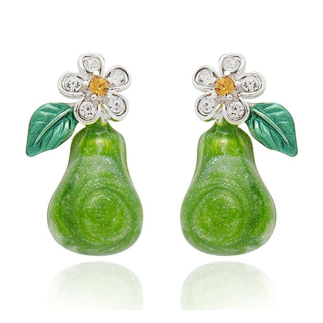 Equilibrium Juicy Gems Sparkle Pear Silver Plated Earrings - Old Railway Line Garden Centre