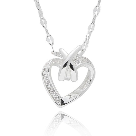 Equilibrium Kiss Contemporary Heart Necklace - Silver - Old Railway Line Garden Centre