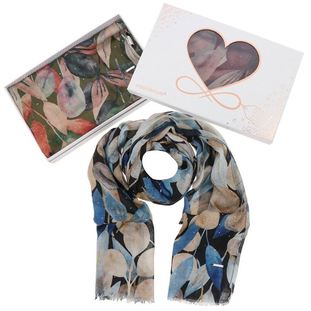 Equilibrium Leaves Sparkle Boxed Scarf