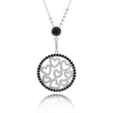 Equilibrium Monochrome Circle of Hearts Silver Plated Necklace