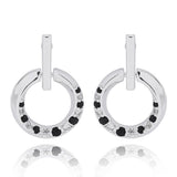 Equilibrium Monochrome Circle Silver Plated Earrings