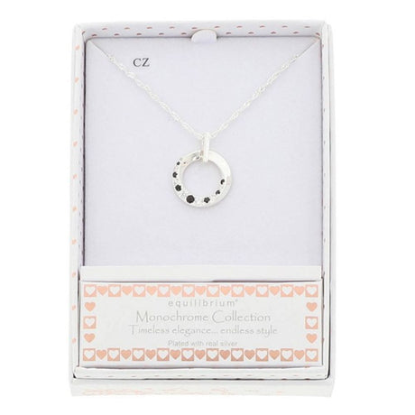 Equilibrium Monochrome Modern Circle Silver Plated Necklace
