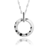 Equilibrium Monochrome Modern Circle Silver Plated Necklace