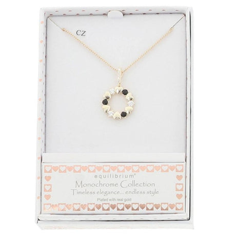 Equilibrium Monochrome Sparkle Hearts Gold Plated Necklace